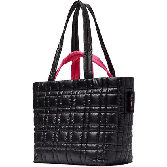 Kate Spade Softwhere Quilted Black Pink Nylon Tote Computer Bag - Picture 6 of 12